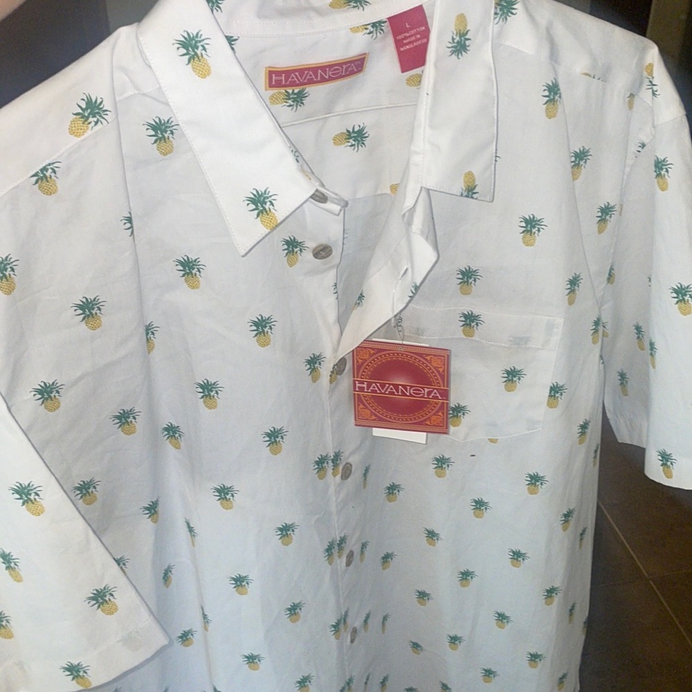 NWT HAVANERA Button Down pineapple Top! Large NWT - image 7